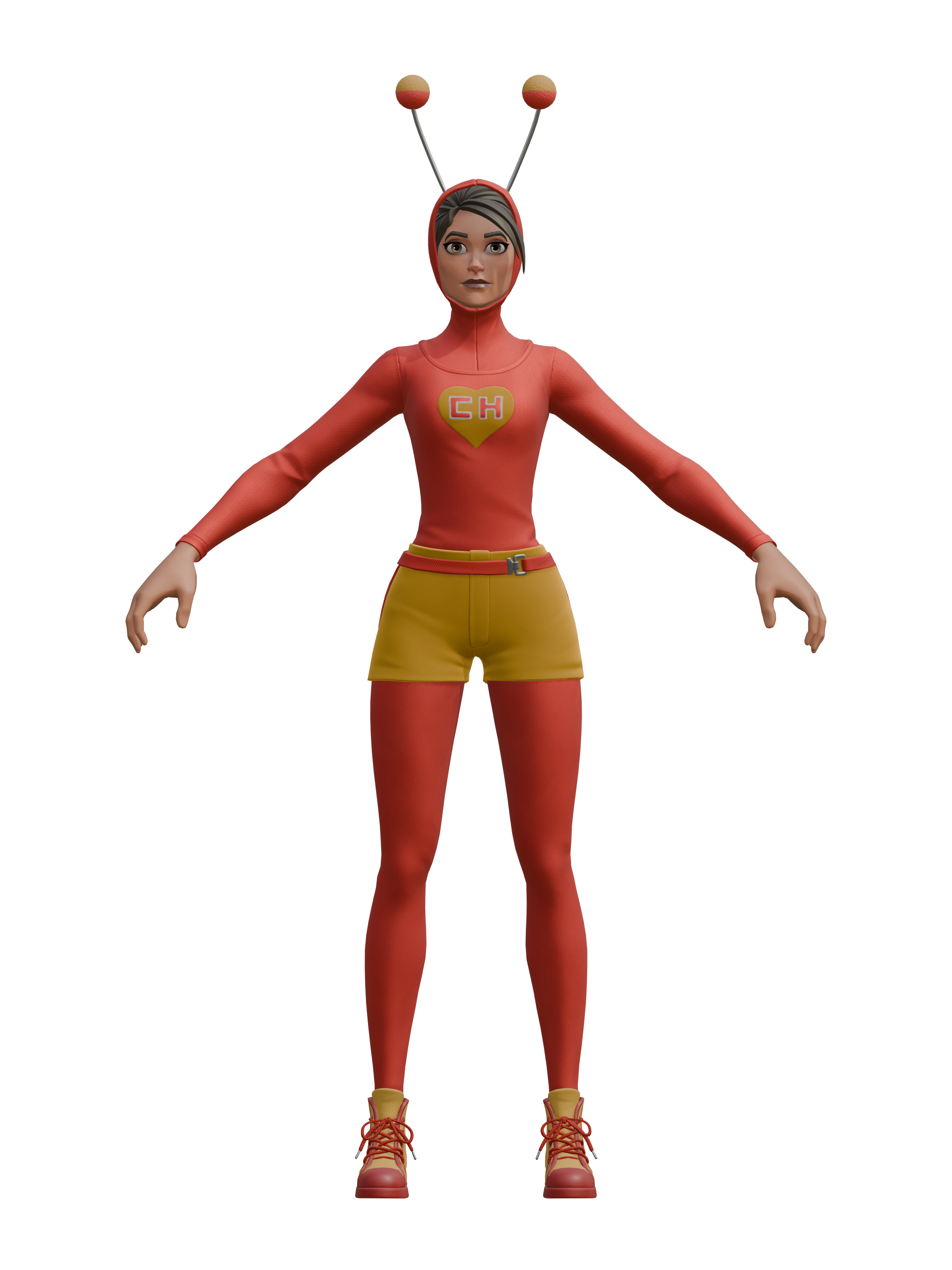 Guerrera Colorada, render 4K transparente