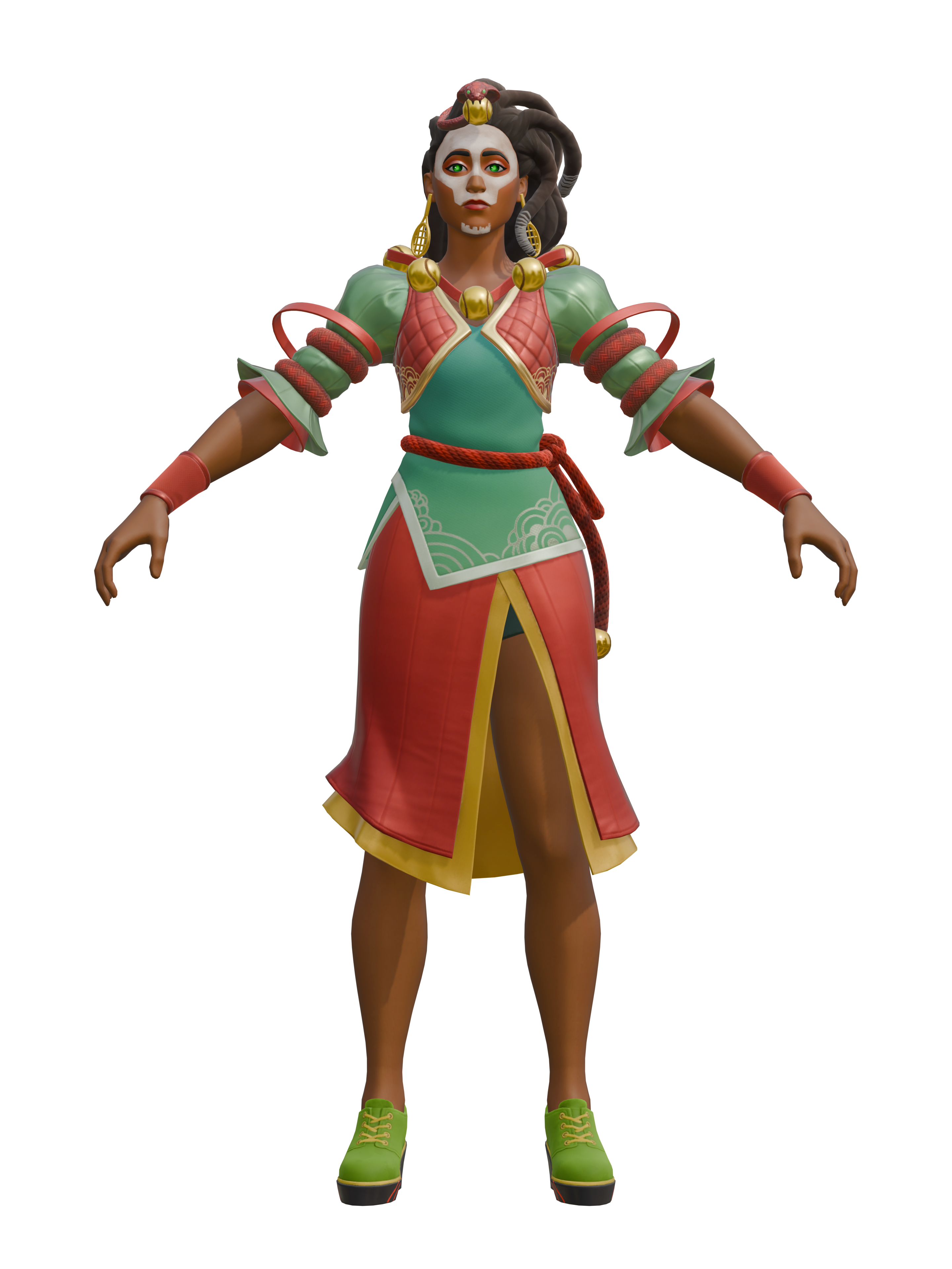 Naomi sacerdotisa oscura, render 4K transparente