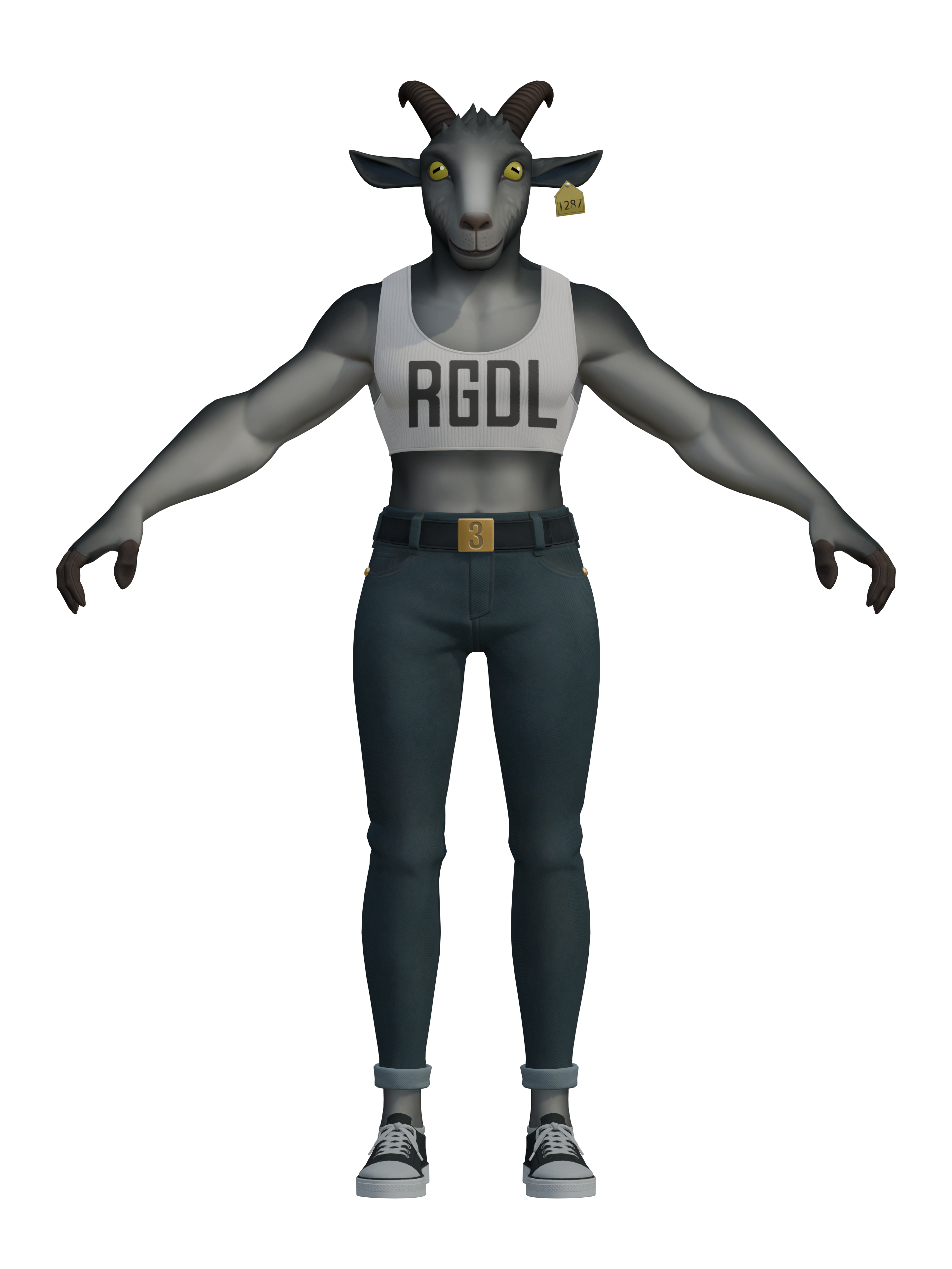 Una cabra, render 4K transparente
