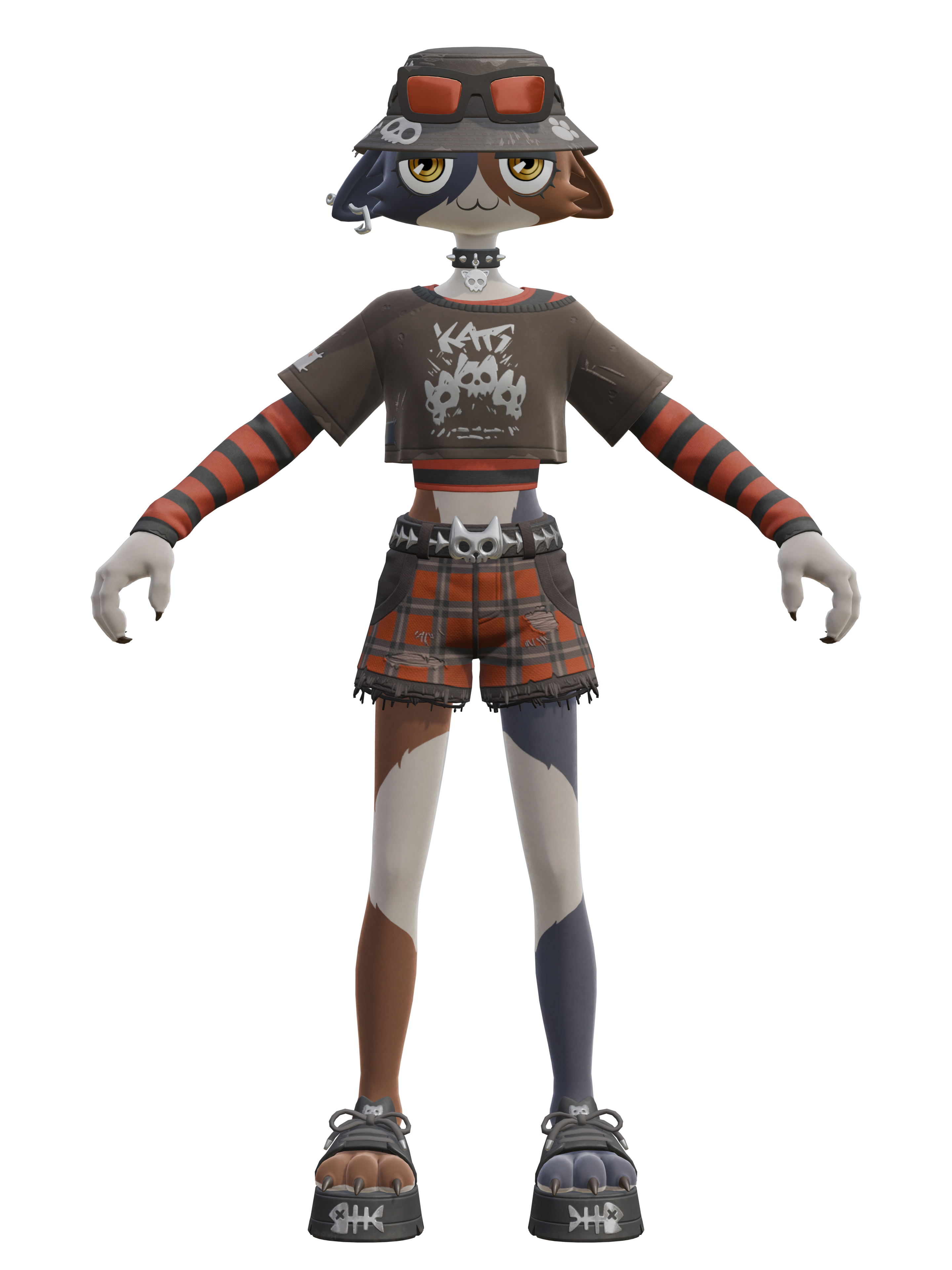 Metalhead-Knochenkatze, transparenter 4K-Render