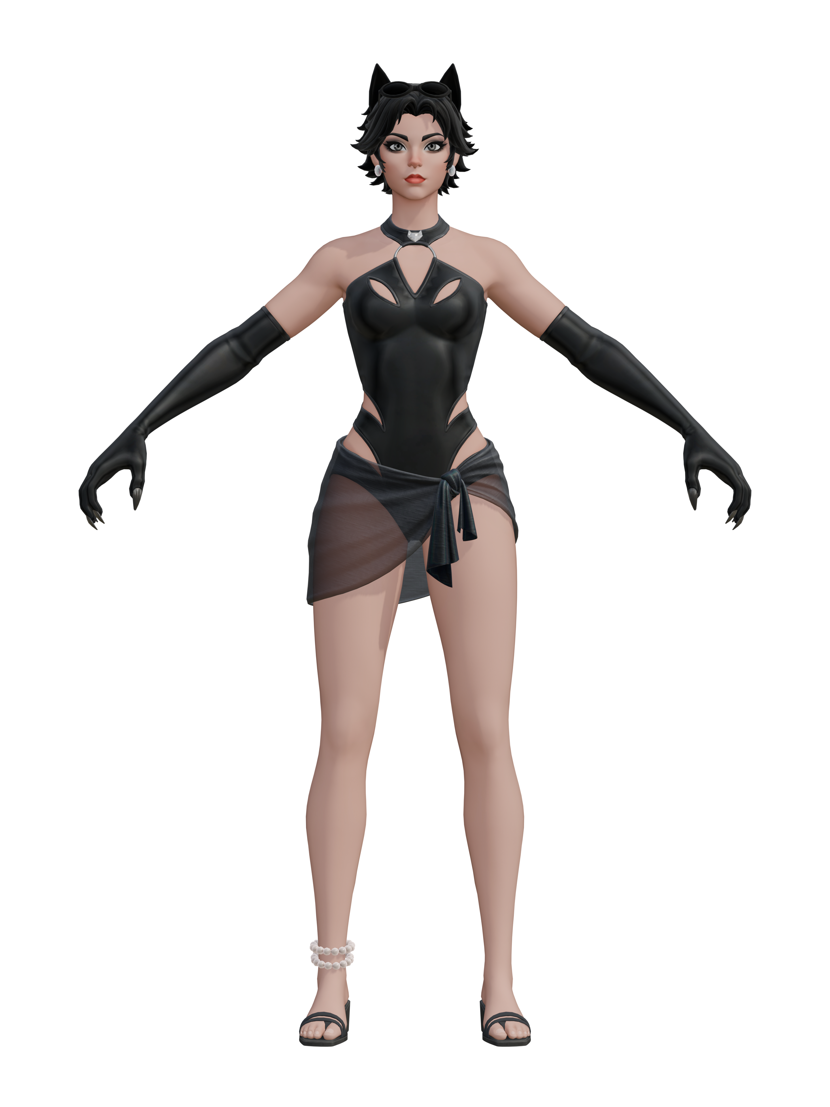 Küsten-Catwoman, transparenter 4K-Render