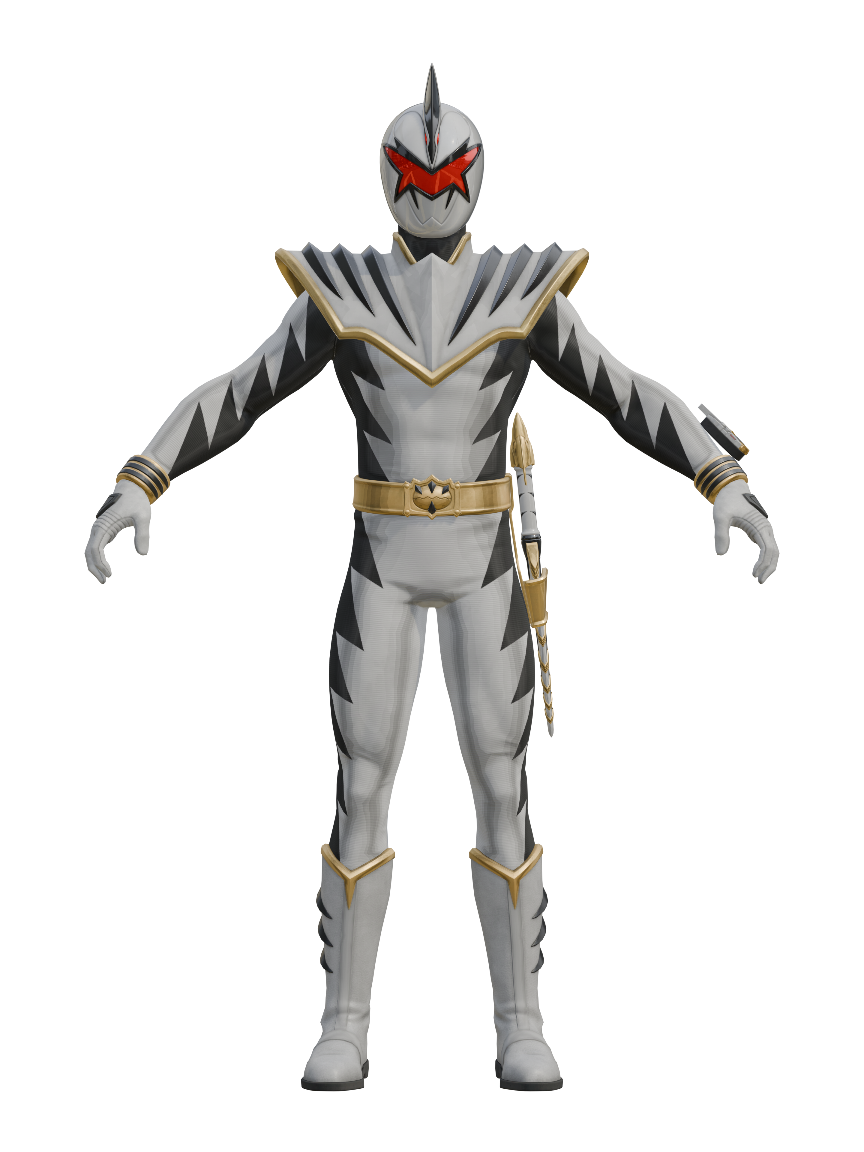 Weißer Dino Ranger, transparenter 4K-Render